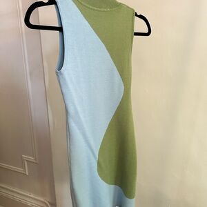 Yin and Yang // Green and Blue Sleeveless Mini Dress